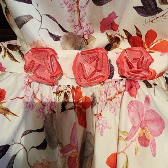 Jottum White & Pink Floral 'Spenard' Dress & Flower Belt - Picture 4 of 7